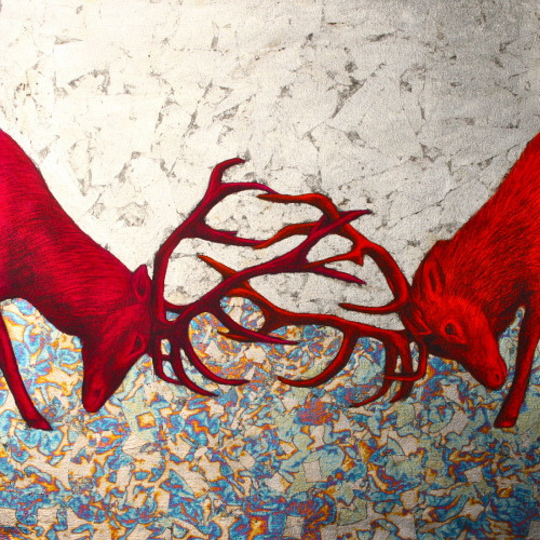 Red fighting stags