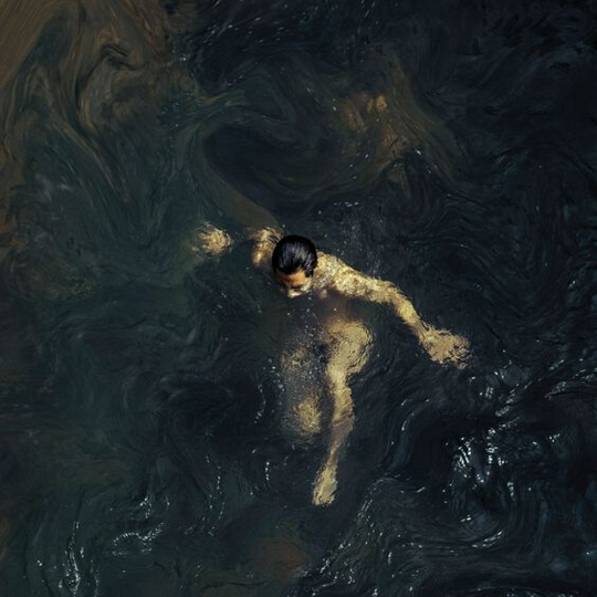 Man swimming in ocean painting